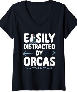 Womens Funny Orca Lover Graphic for Women Men Kids Orca Lover V-Neck T-Shirt