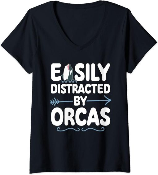 Womens Funny Orca Lover Graphic for Women Men Kids Orca Lover V-Neck T-Shirt