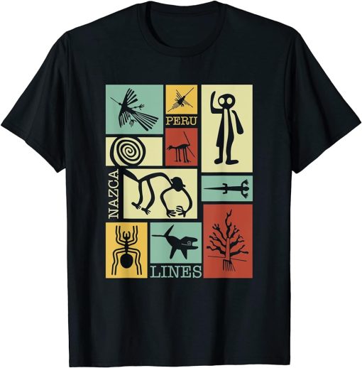 Nazca Lines - Peru Geoglyph Monkey Astronaut Spider Retro T-Shirt