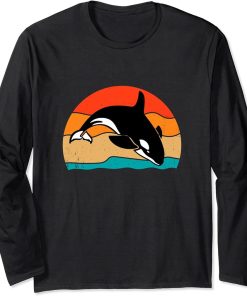 Retro Vintage Whale Orca Squad Orca Squad Whale Sea Animal Long Sleeve T-Shirt