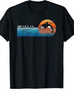 Vintage Arcata, CA Retro 80s Orca Sunset T-Shirt