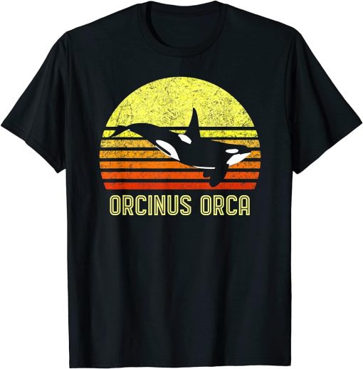 Orca Killer Whale Dolphin Marine Science Biologist Retro Sun T-Shirt