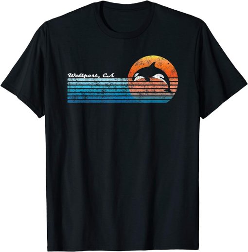 Vintage Westport, CA Retro 80s Orca Sunset T-Shirt