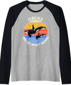 Orcas Are My Spirit Animal Whale Watcher Lover Gift Design Raglan Baseball Tee