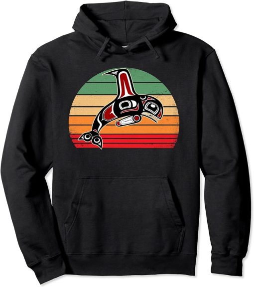 Vintage Killer Whale Orca Pacific NW Native American Indian Pullover Hoodie