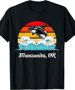 Vintage Manzanita Oregon Distressed Orca Killer Whale Art T-Shirt